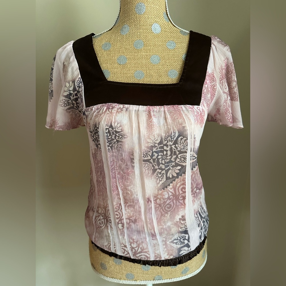 Vintage Sheer Fairy Blouse by Day Trip Womens Size Small- 90s fairy top
